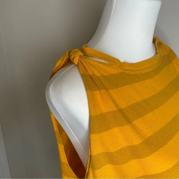 Free People We The Free Striped Tank Top Twist Shoulder Cut Out Yellow Gold Sz M - Picture 7 of 13
